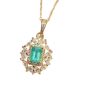 Natural Emerald Full Diamond Pendant Gold-plated Vintage Pendant
