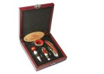 4 Piece Red Wood Wine Set