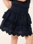 Billie Embroidered Shirred Girls Skirt - 10-12 Yrs Midnight Navy