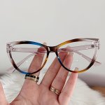 Retro Cat-eye Photochromic Glasses PC Color Block Frame Clear Lens For Daily Decoratiion And Use