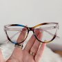 Retro Cat-eye Photochromic Glasses Pc Color Block Frame Clear Lens For Daily Decoratiion And Use
