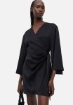 Satin Wrap Dress - Black