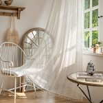Deeprove Sheer Lace Crochet Curtains 72 Inches Length Knitting Boho Curtain Handmade Macrame Tassels For Bedroom Living Room Vin