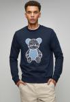 Ben Sherman Mens Bear Applique Fur Crew Sweatshirt In Navy - Navy 2XL