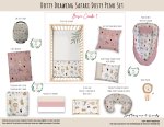 Cot Duvet Bedding Dotty Drawing Safari Dusty Pink Set