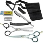 Jaguar Left-handed Pre Style Relax Satin Offset School Set: Scissor Thinner Razor Blades & Pouch