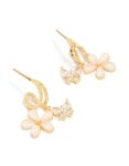 Goldair Gold Cubic Zirconia Butterfly & Flower Double Hoop Earrings