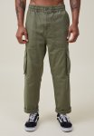Cotton On Elastic Worker Pant - Military Green Cargo