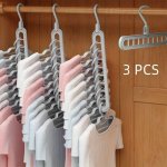 Pack Of 3 Heavy-duty Plastic 9-HOLE Folding Hangers Space-saving Closet Organizer For Room Wardrobe Home Dorm Storage Ideal For