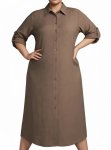 Ladies Plain Collar Shirt Dress - 60 Mocca
