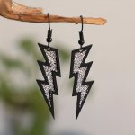 Lightening With Sequins Decor Vintage Dangle Earrings Zinc Alloy Jewelry Creative Personality Female Gift