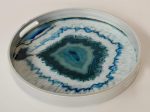 Blue & Silver Round Swirl Tray – 36CM