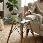 Shelf Bent Clear Glass Side Table Set