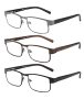 Jjwell 3 Pack Blue Light Blocking Metal Reading Glasses For Men Anti Computer Glare/reduce Eyestrain/dry/headache Uv Blocking Spring Hinge Readers