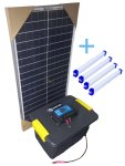 LK088 – Ekotek Ligh Kit. 12V 26AH Battery. 3 X USB Lights.cell Charger. 30 Watt Solar Panel Charger