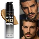 Men's Full Coverage Concealer - Natural Matte Finish Waterproof & Long-lasting Liquid Foundation For All Skin Tones Hides Dark C