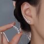 Luxurious Curved Hoop Earrings With Sparkling Cubic Zirconia - Stainless Steel Posts Alloy Crafted For Women's Fashion