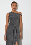 Co -ord Asym Metallic Drapey Top - Black Silver