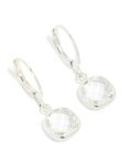 Silver Diamante Square Huggie Earrings