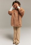 Appliqu D Pile Hoodie - Dark Beige