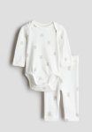 2-PIECE Cotton Jersey Set - White Teddy Bears