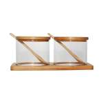 Glass Storage Set With Bamboo Tray