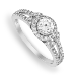 Sterling Silver Cubic Zirconia Leaf Embrace Solitaire Ring