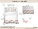 Kids Duvet Set Flower Butterfly Drawing