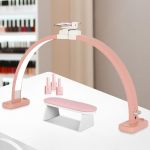 Fahkns Half Moon Light For Nail Desk With Phone Holder Upgraded 28-INCH Foldable Half-moon Lamp LED Light For Manicure Eyelash E