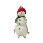 Snowman With Sk'is And A Beanie 9X9X21CM