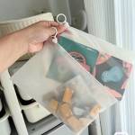 10-PACK Pe Polyethylene Transparent Frosted Zipper Storage Bags With Loop Handles For Stationery Tools Groceries Cosmetics Trave