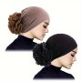 Ladies Large Flower Turban Cap Muslim Ruffle Chemo Headwrap Hair Loss Headwear With Stretchable Comfort Fit Gifts For Eid