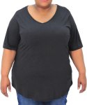 Ladies Plain Vneck Tee - 60 Black