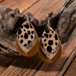 3-LAYER Leopard Pattern Dangle Earrings Simple Leisure Style Pu Leather Jewelry Western Holiday Ear Accessories
