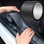 Carbon Fiber Car Door Sill Protector 1pc Anti-Scratch Anti-Kick Adhesive Strip Guard Film Pad