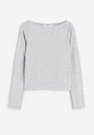 Boat-neck Jersey Top - Grey