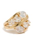 Goldair Gold Plated Cubic Zirconia Oval Clusters Layered Ring - M l
