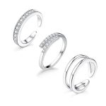 Mozaka 3PCS Toe Rings For Women Non Tarnish - Adjustable 14K Gold Plated Toe Ring Silver Dainty Open Toe Rings Set Waterproof Su