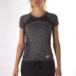 Women Tech Knit Short Sleeve Tee - L Black Melange