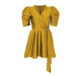 Yellow Taffeta Wrap Dress