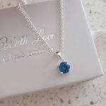 With Love 925 Sterling Silver March Birthstone Necklace Cz Aquamarine