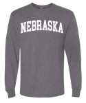 Wild Bobby State Of Nebraska College Style White Fashion Mens Long Sleeve Shirt Heather Grey Small
