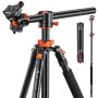 K&f 2.4M Aluminium Video Tripod With Detachable Monopod & 360 Ball Head