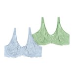 Donnay Plus Size Donna 2 Pack Soft Cup Underwire Bra - Dusty Blue & Sage