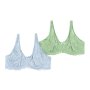 Donnay Plus Size Donna 2 Pack Soft Cup Underwire Bra - Dusty Blue & Sage