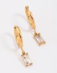 Goldair Gold Plated Surgical Steel Square Cubic Zirconia Hoop Earrings