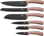6 Piece Stainless Steel Chefs Bread Multipurpose Utility Paring Multipurpose Knife Set - Metallic Line Rose Gold Edition