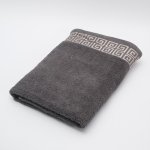 Jacquard Crest Collection Bath Towel - Steel Grey