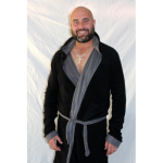 Robe Black And Grey With Hoodie