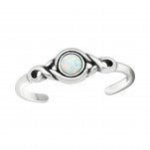 Lana Azure 925 Sterling Silver Toe Ring With An Azure Sn Opal Stone - White Fire And Snow Synthetic Opal